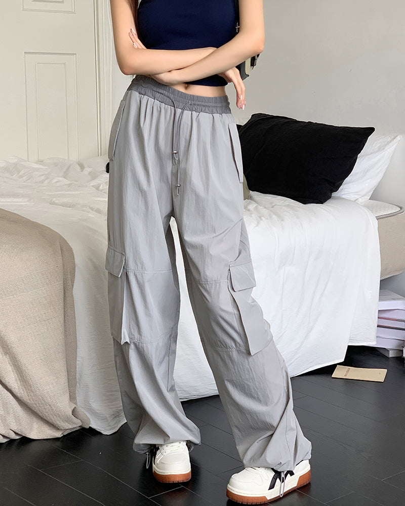 Street Style Cargo Drawstring Baggy Cargo Pants