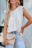 Apricot Sequin Round Neck Tank Top