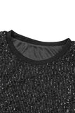 Black Apricot Sequin Round Neck Tank Top