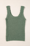 Mist Green U Neck Scallop Trim Sweater Vest