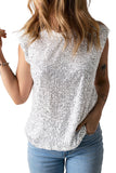 Apricot Sequin Round Neck Tank Top