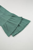 Green Textured High Waist Ruffled Bell Bottom Pants