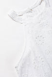 White Boho Eyelet Pattern Halter Neck Sleeveless Dress