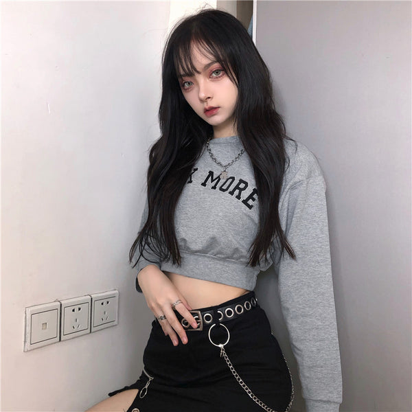 【Final Sale】HyunA Style Cropped Sweatshirt