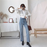 【Final Sale】Wide Leg Button Design Jeans