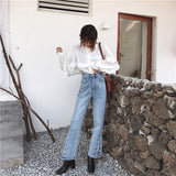 【Final Sale】Wide Leg Button Design Jeans