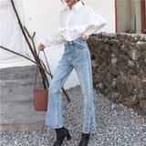 【Final Sale】Wide Leg Button Design Jeans