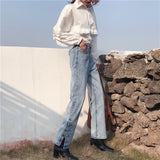 【Final Sale】Wide Leg Button Design Jeans