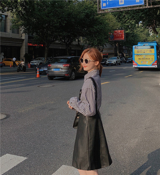 【Final Sale】Chic PU Leather Overall Dress