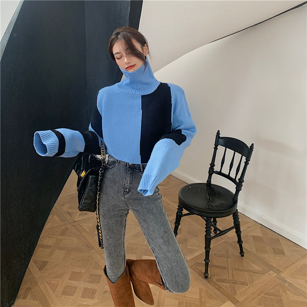 【Final Sale】Cropped Length Turtle Neck Sweater