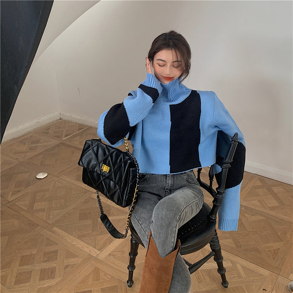 【Final Sale】Cropped Length Turtle Neck Sweater