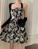 Chic Floral Print Asymmetric Dress