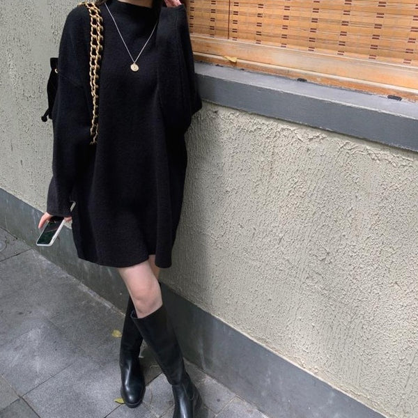 【Final Sale】Knit Semi Collar Dress