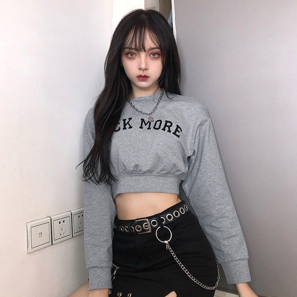 【Final Sale】HyunA Style Cropped Sweatshirt