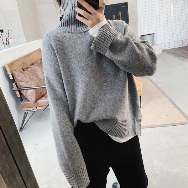 【Final Sale】Oversized High neck Loose Fit Sweater