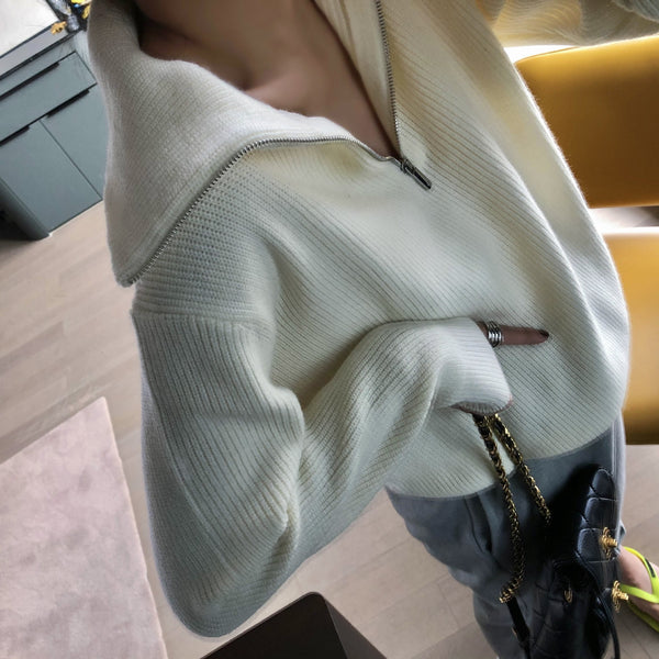 【Final Sale】Turtle Neck Zipper Sweater