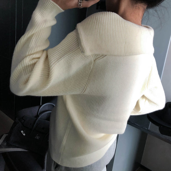 【Final Sale】Turtle Neck Zipper Sweater