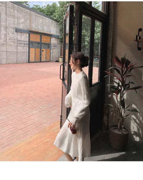 【Final Sale】Thin Twist Design Long Dress (lining dress included)