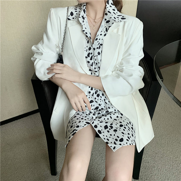 【Final Sale】Black and White Print Shirt Dress