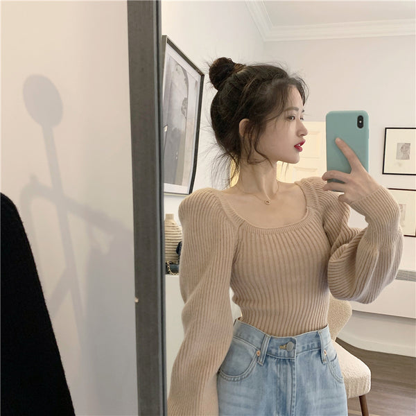 【Final Sale】French Chic Square Neck Sweater