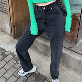 【Final Sale】HyunA Style Loose Fit Straight Leg Jeans