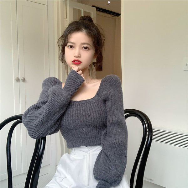 【Final Sale】French Chic Square Neck Sweater