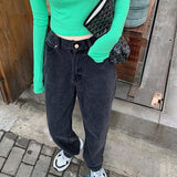 【Final Sale】HyunA Style Loose Fit Straight Leg Jeans