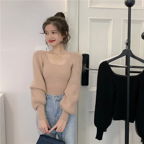 【Final Sale】French Chic Square Neck Sweater