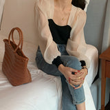 2 in 1 Sheer Long Sleeves Top