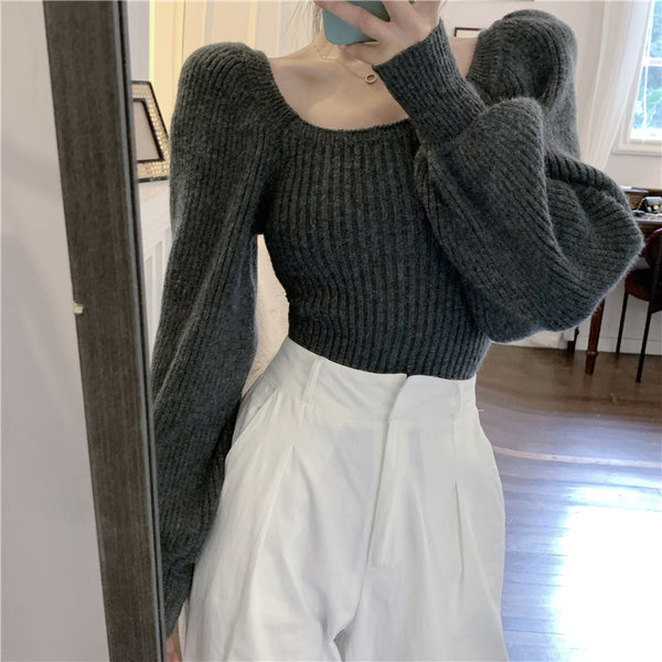 【Final Sale】French Chic Square Neck Sweater