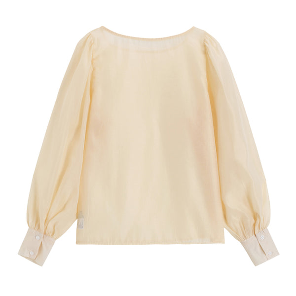 【Final Sale】See-through Puff Sleeves Top