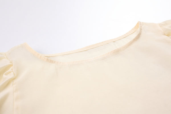 【Final Sale】See-through Puff Sleeves Top