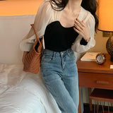 2 in 1 Sheer Long Sleeves Top