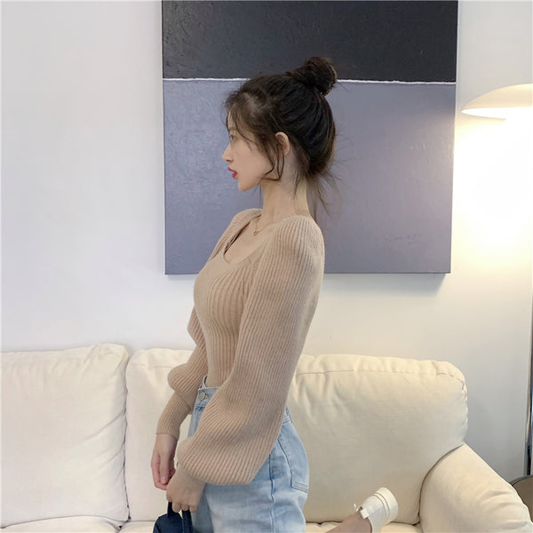 【Final Sale】French Chic Square Neck Sweater