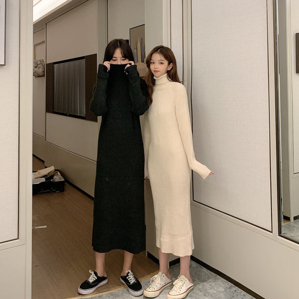 【Final Sale】Turtle Neck Loose Fit Knit Dress