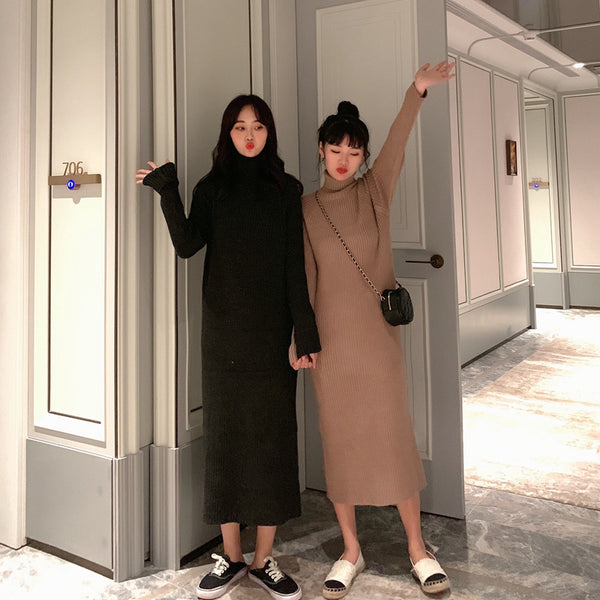 【Final Sale】Turtle Neck Loose Fit Knit Dress