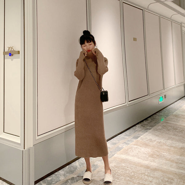 【Final Sale】Turtle Neck Loose Fit Knit Dress