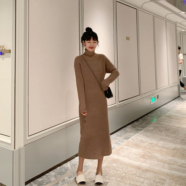 【Final Sale】Turtle Neck Loose Fit Knit Dress