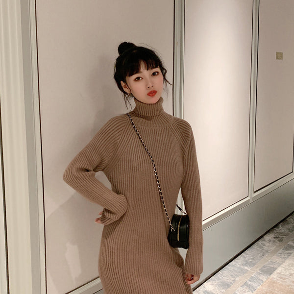 【Final Sale】Turtle Neck Loose Fit Knit Dress