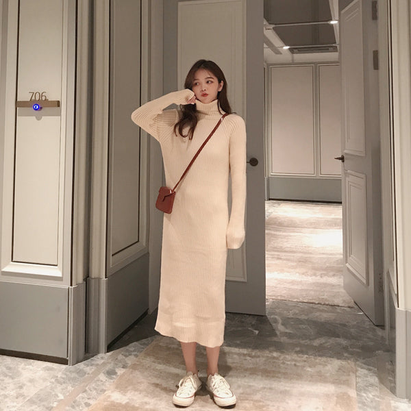 【Final Sale】Turtle Neck Loose Fit Knit Dress