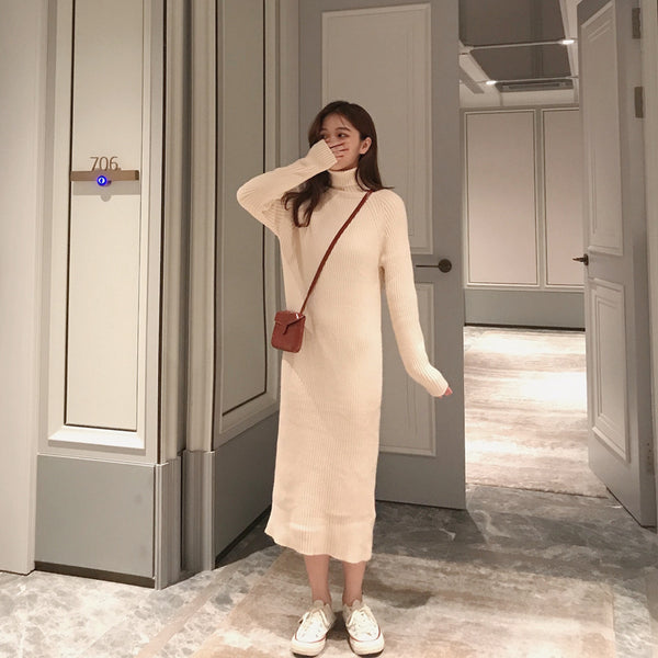 【Final Sale】Turtle Neck Loose Fit Knit Dress