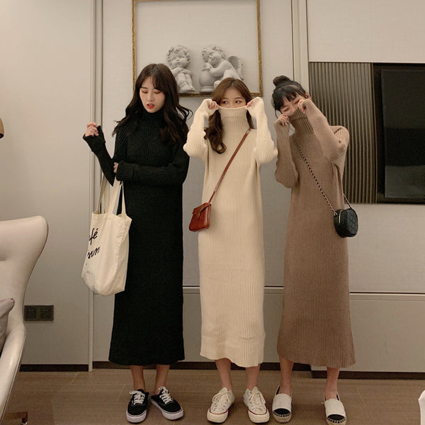 【Final Sale】Turtle Neck Loose Fit Knit Dress