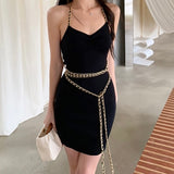 Sexy Backless Chain Accent Sling Dress