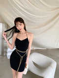 Sexy Backless Chain Accent Sling Dress