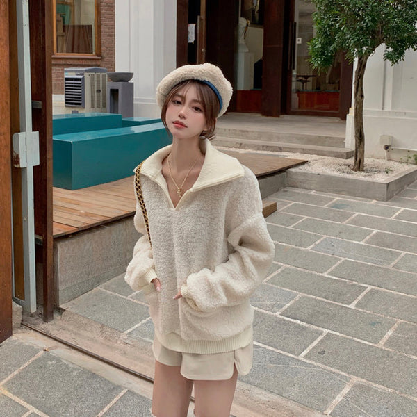 【Final Sale】Oversized V-Neck Knitted Sweater