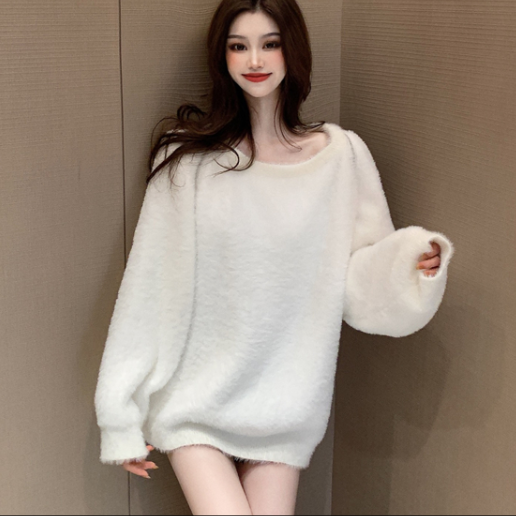 【Final Sale】Halter Style Fluffy Sweater Dress