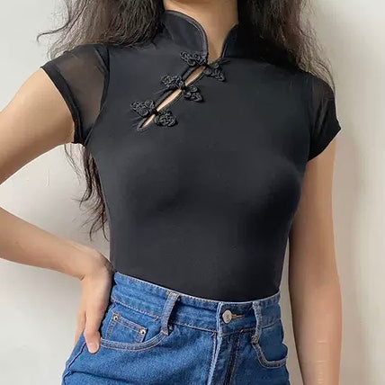 "Qi Pao" Style Collar Top