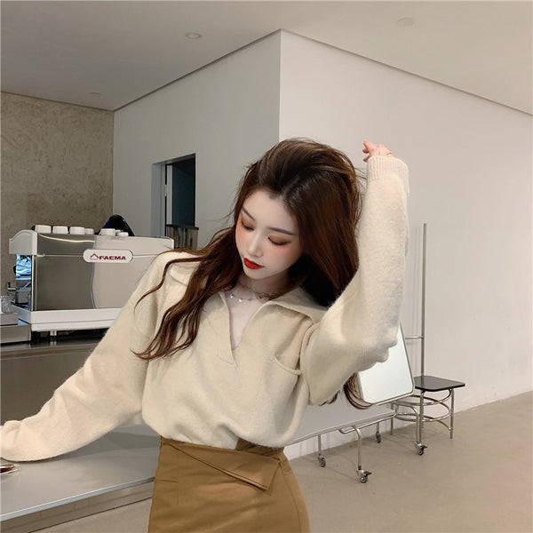 【Final Sale】Korean Style Chic V-neck Sweater