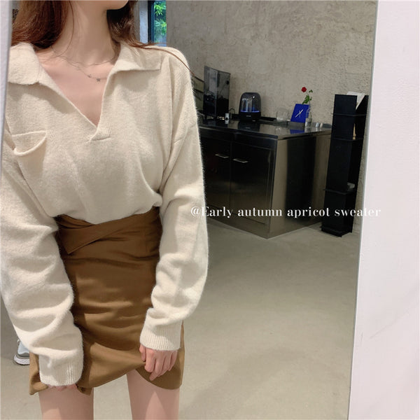 【Final Sale】Korean Style Chic V-neck Sweater