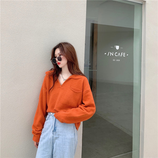 【Final Sale】Korean Style Chic V-neck Sweater